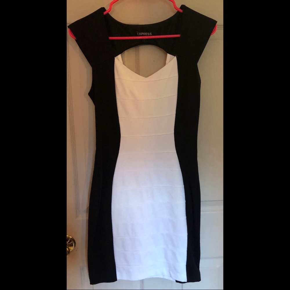 Black white color blocked Express dress